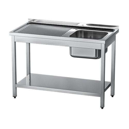 Zlew ze stali nierdzewnej 1-kom.(P), z półką 1200x600x850 mm skręcany