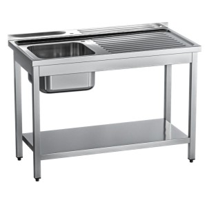 Zlew gastronomiczny nierdzewny na nogach 1000x600x850 mm skręcany