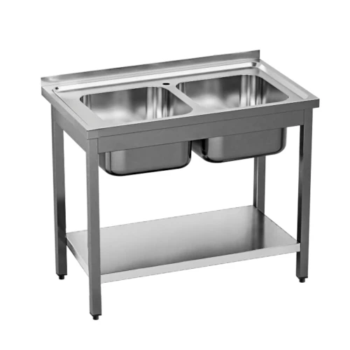 Zlew ze stali nierdzewnej 2-kom. z półką 1000x700x850 mm skręcany