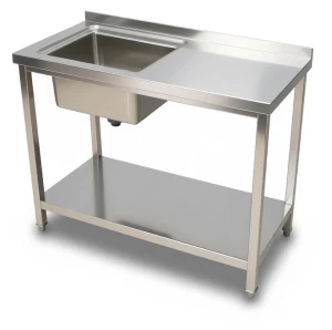 Zlew ze stali nierdzewnej 1-komorowy z półką 1200x600x900 mm