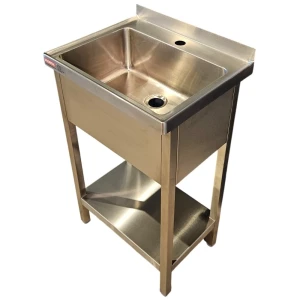 Zlew nierdzewny na nogach, zlew gastronomiczny PROBOX Sanepid - stojący z półką 50-40-85 cm PX155 | PROBOX PX 155
