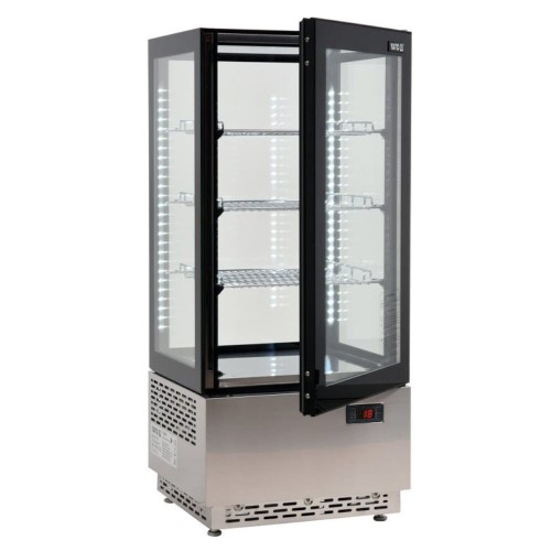 Szafa chłodnicza 4-stronnie przeszklona witryna chłodnicza 78L 43x39x98,6 cm