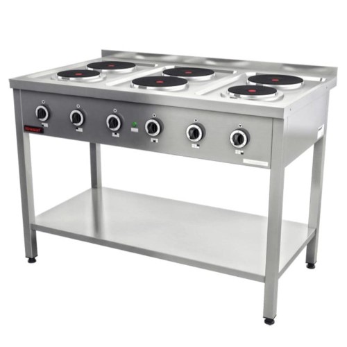 Trzon gastronomiczny elektryczny na podstawie otwartej 6-płytowy 4x2,6kW + 2x2,0kW