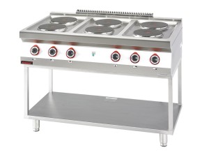 Trzon gastronomiczny elektryczny 6 płyty okrągłych 6x2,6kW na podstawie szkieletowej