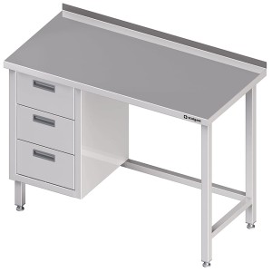Stół roboczy z blokiem trzech szuflad (L),bez półki 1400x700x850 mm