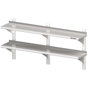 Półka nierdzewna wisząca, przestawna, podwójna 1500x300x660 mm