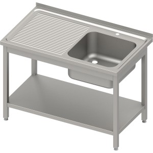 Stół ze zlewem 1-kom.(P),z półką 800x700x850 mm skręcany, blat tłoczony