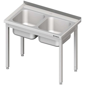 Zlew gastronomiczny 2-komorowy bez półki 1000x600x850 mm skręcany