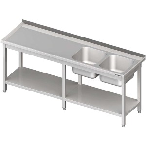 Stół ze zlewem 2-kom.(P),z półką 2200x700x850 mm