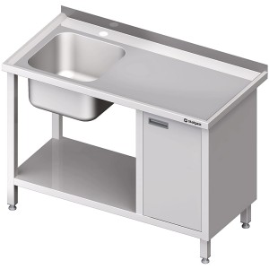 Stół ze zlew 1-kom.(L), z szafką i półką 1400x600x850 mm