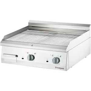 Gastronomiczna płyta grillowa elektryczna, ryflowana, 8.1 kW, chrom