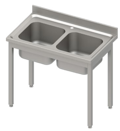 Stół ze zlewem 2-kom.,bez półki 1000x700x850 mm skręcany, blat tłoczony,rant puszkowy 100x15x10