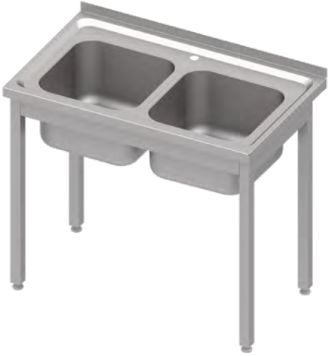 Stół ze zlewem 2-kom.,bez półki 1000x600x850 mm spawany, blat tłoczony