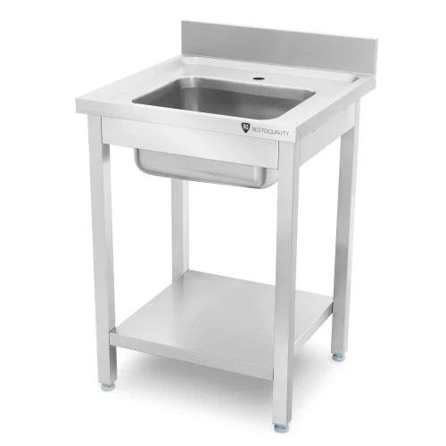 Zlew 1-komorowy ze stali nierdzewnej z półką skręcany 600x600x850 mm