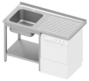 Zlew jednokomorowy z miejscem na zmywarkę  1300x600x900 mm