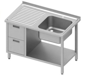 Stół nierdzewny ze zlewem i blokiem szuflad 1700x700x850 mm