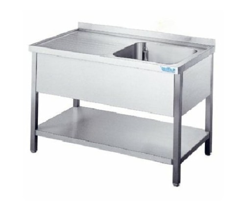 Zlew nierdzewny 1-komorowy (P) z półką 1200x700x850(900) mm | Rilling AST0712C1RTZ