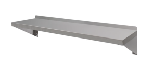 Półka wisząca ze stali nierdzewnej z relingiem, haczykami i rantem 1500x300x180 mm