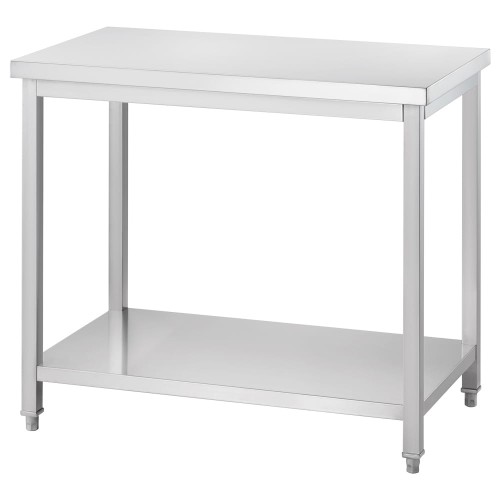 Stół centralny ze stali nierdzewnej z półką 1400x600x850 mm skręcany