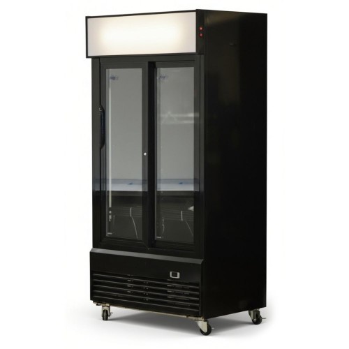 Szafa chłodnicza 2-drzwiowa przeszklona czarna 800L