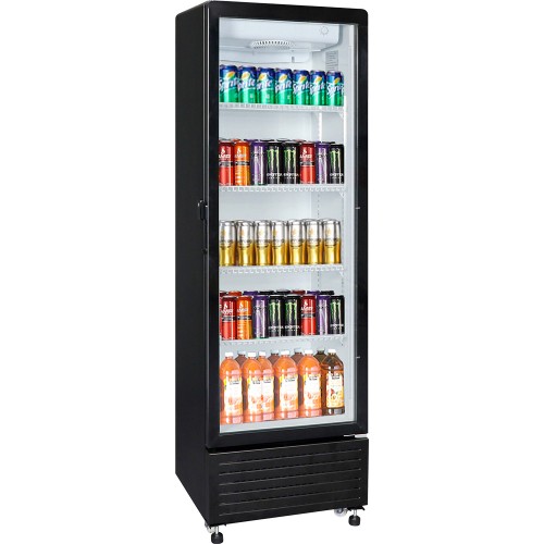 Szafa chłodnicza przeszklona 1-drzwiowa czarna Gredil 285L