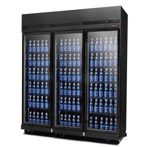 Szafa chłodnicza 3-drzwiowa przeszklona RQ1180-BLACK | czarna | drzwi skrzydłowe | 1650x631x2000 mm | 1181 l