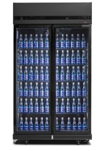 Szafa chłodnicza 2-drzwiowa przeszklona RQ770-BLACK | drzwi skrzydłowe | czarna | 1100x635x2000 mm | 770 l